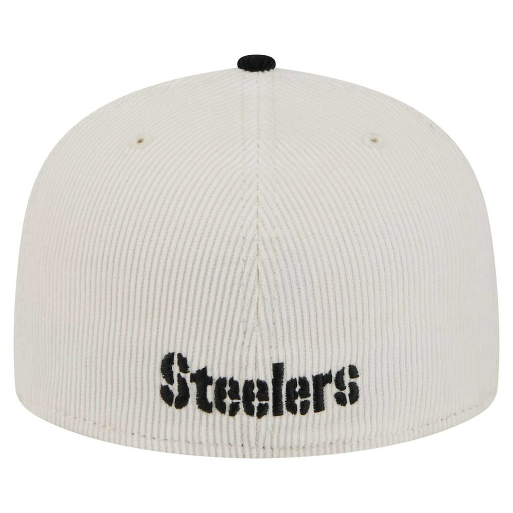 Pittsburgh Steelers New Era Corduroy 59FIFTY Fitted Hat - Cream/Black for sale