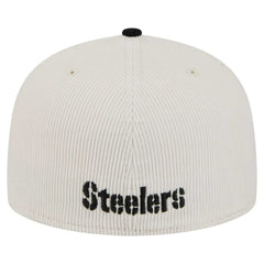 Pittsburgh Steelers New Era Corduroy 59FIFTY Fitted Hat - Cream/Black for sale