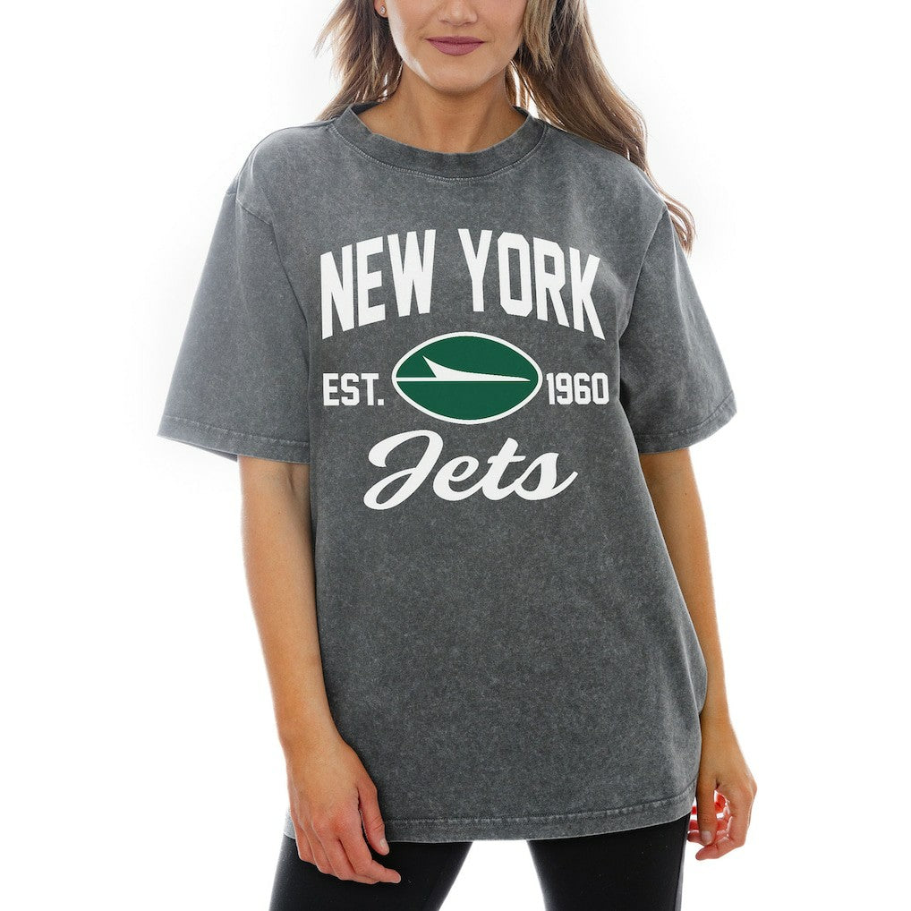 New York Jets Gameday Couture Women's Tackle Titan Relaxed Fit T-Shirt - Gray outlet