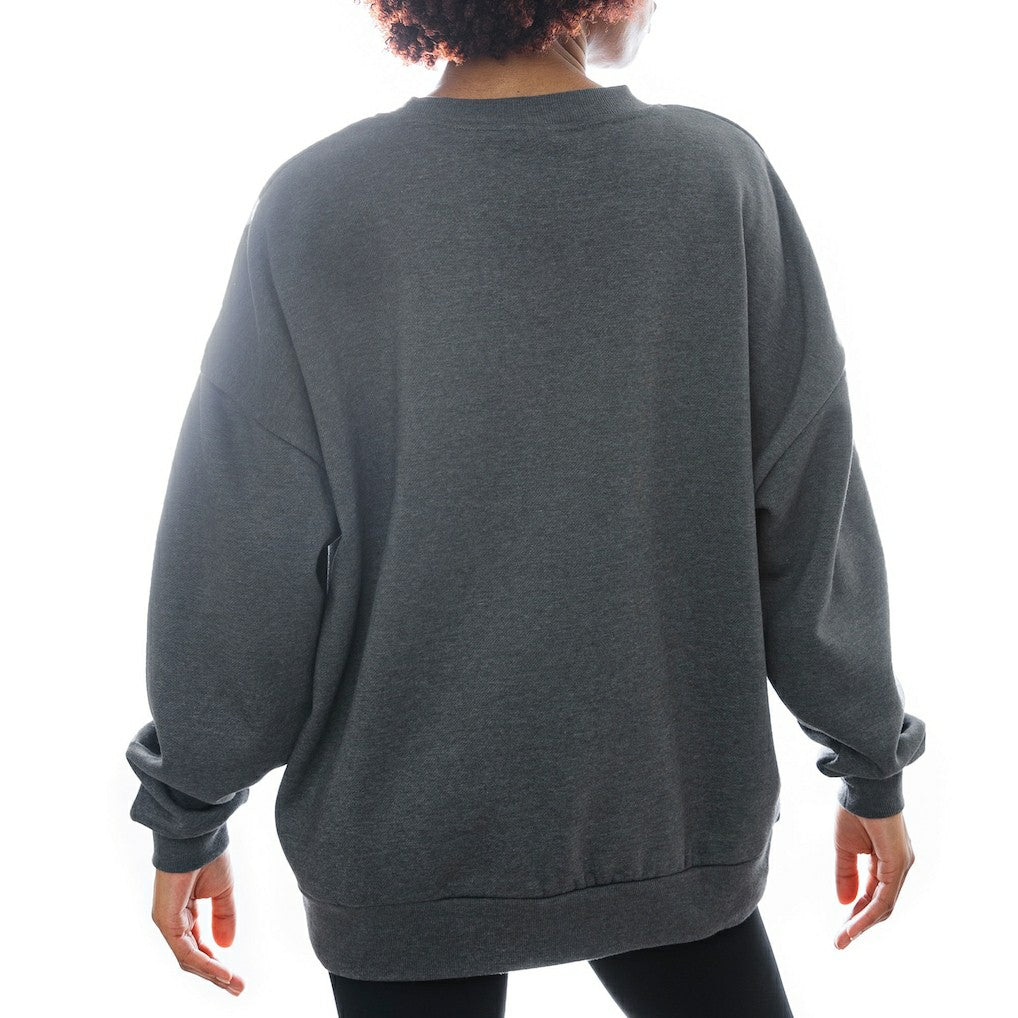 New York Jets Gameday Couture Women's Oversized Long Weekend Premium Fleece Drop Shoulder Pullover Sweatshirt - Charcoal outlet