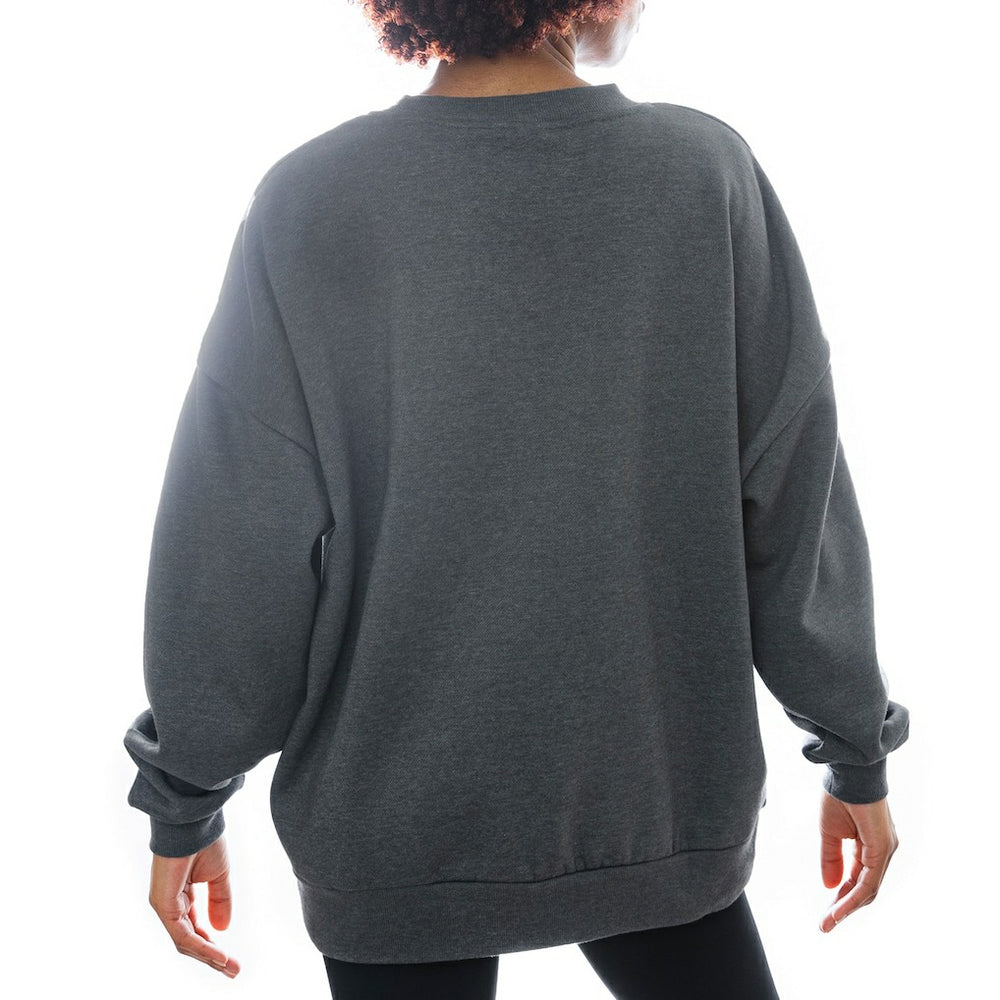 New York Jets Gameday Couture Women's Oversized Long Weekend Premium Fleece Drop Shoulder Pullover Sweatshirt - Charcoal outlet