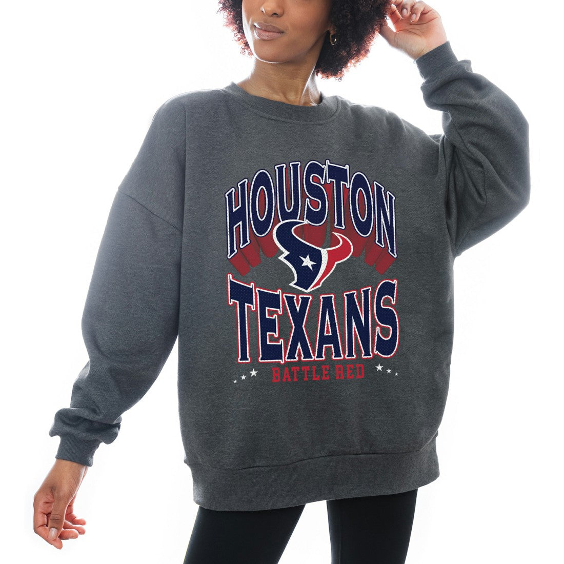 Houston Texans Gameday Couture Women's Oversized Long Weekend Premium Fleece Drop Shoulder Pullover Sweatshirt - Charcoal on sale