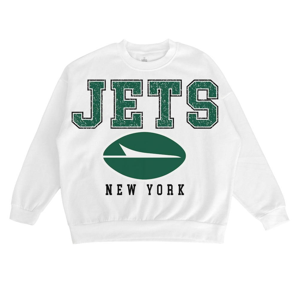 New York Jets Gameday Couture Women's Sunday Drives Oversized Crewneck Pullover Sweatshirt - White sale