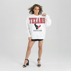 Houston Texans Gameday Couture Women's Sunday Drives Oversized Crewneck Pullover Sweatshirt - White on sale