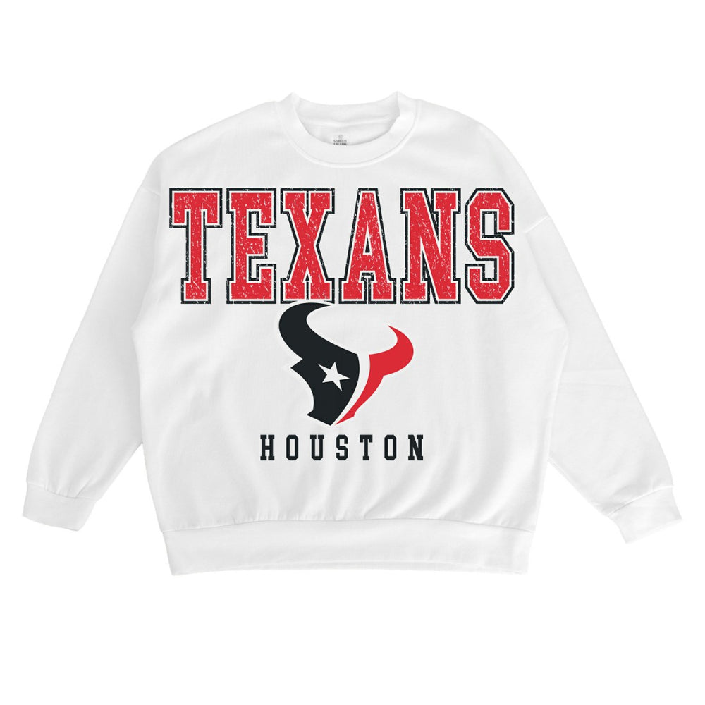 Houston Texans Gameday Couture Women's Sunday Drives Oversized Crewneck Pullover Sweatshirt - White on sale