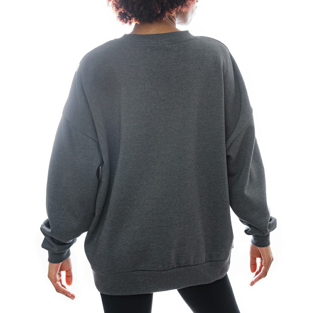 Cleveland Browns Gameday Couture Women's Oversized Long Weekend Premium Fleece Drop Shoulder Pullover Sweatshirt - Charcoal on sale