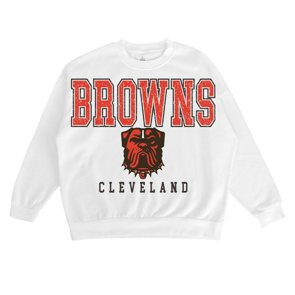 Cleveland Browns Gameday Couture Women's Sunday Drives Oversized Pullover Sweatshirt - White online