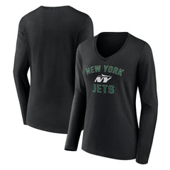 New York Jets Women's Victory Arch Long Sleeve V-Neck T-Shirt - Black outlet