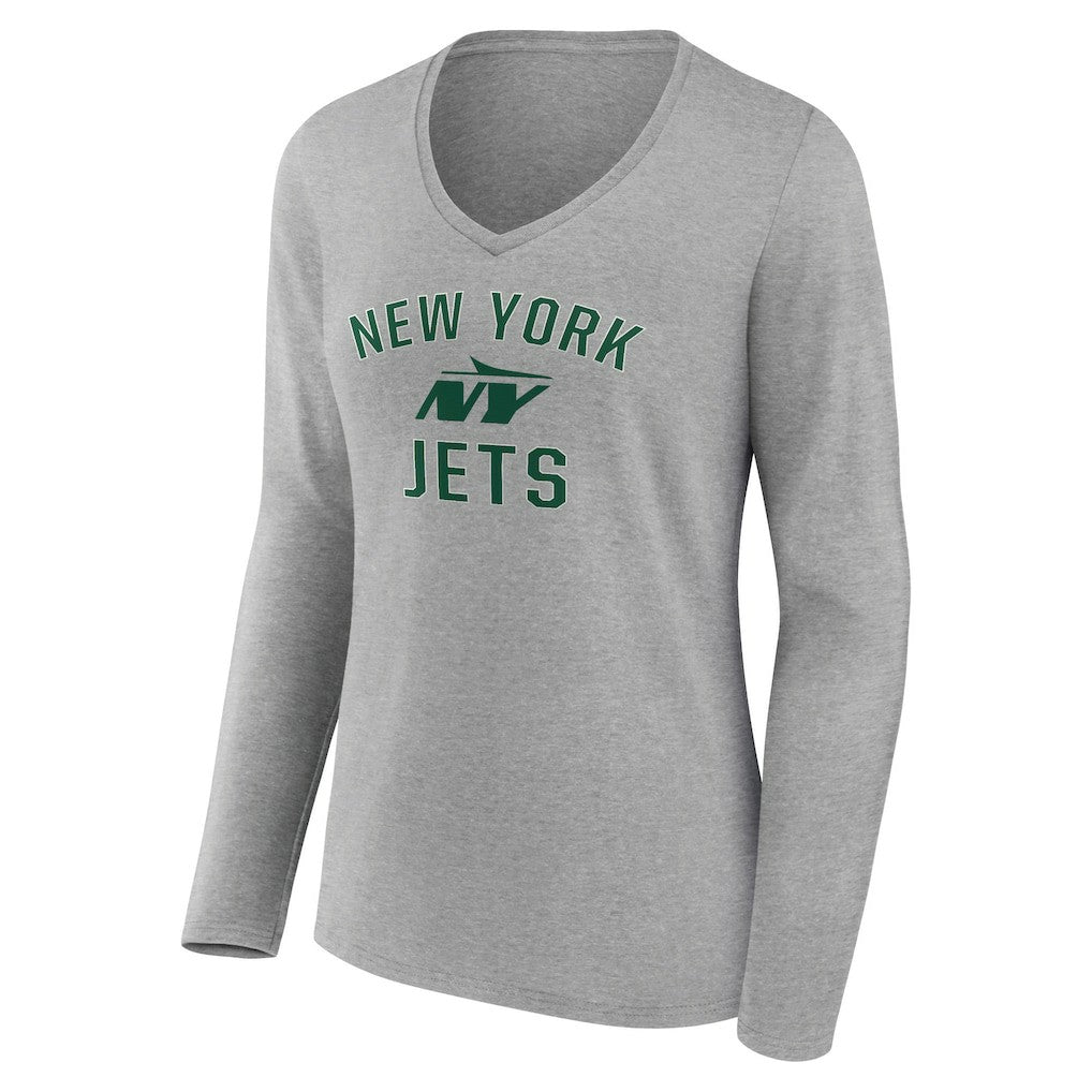 New York Jets Women's Victory Arch Long Sleeve V-Neck T-Shirt - Gray discount