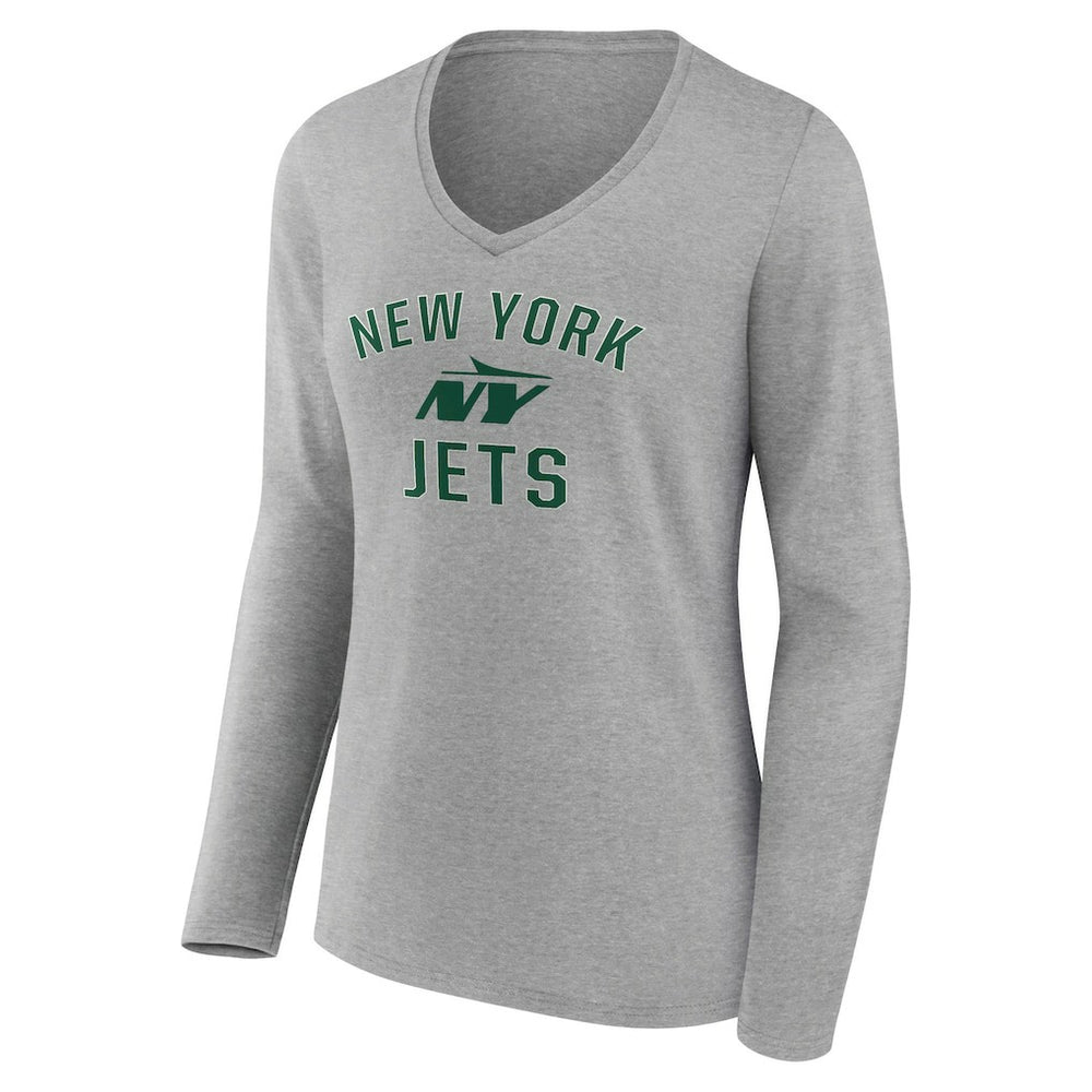 New York Jets Women's Victory Arch Long Sleeve V-Neck T-Shirt - Gray discount