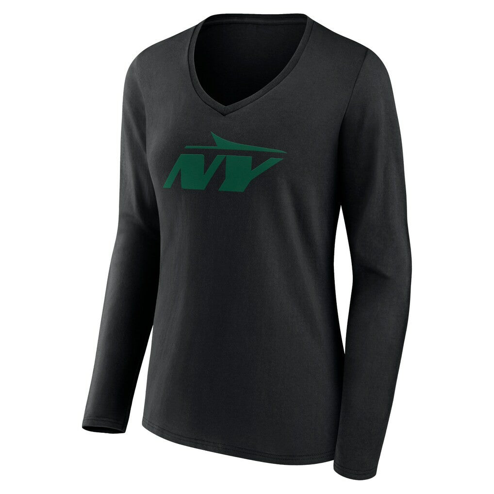 New York Jets Women's Secondary Logo Long Sleeve V-Neck T-Shirt - Black online