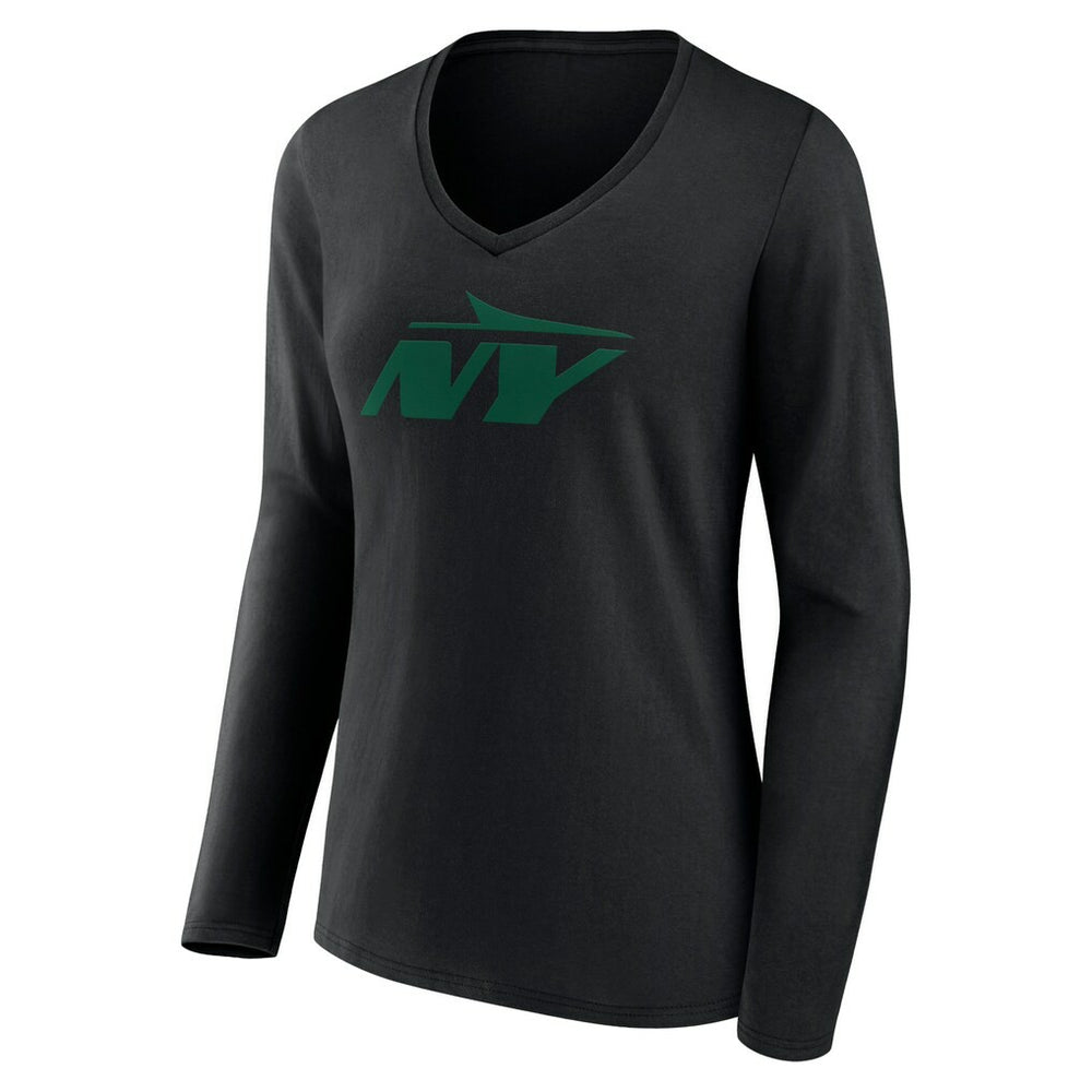New York Jets Women's Secondary Logo Long Sleeve V-Neck T-Shirt - Black online