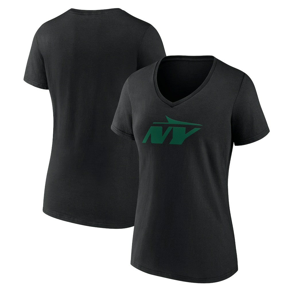 New York Jets Women's Secondary Logo V-Neck T-Shirt - Black for sale