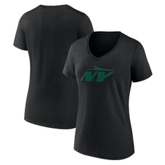New York Jets Women's Secondary Logo V-Neck T-Shirt - Black for sale