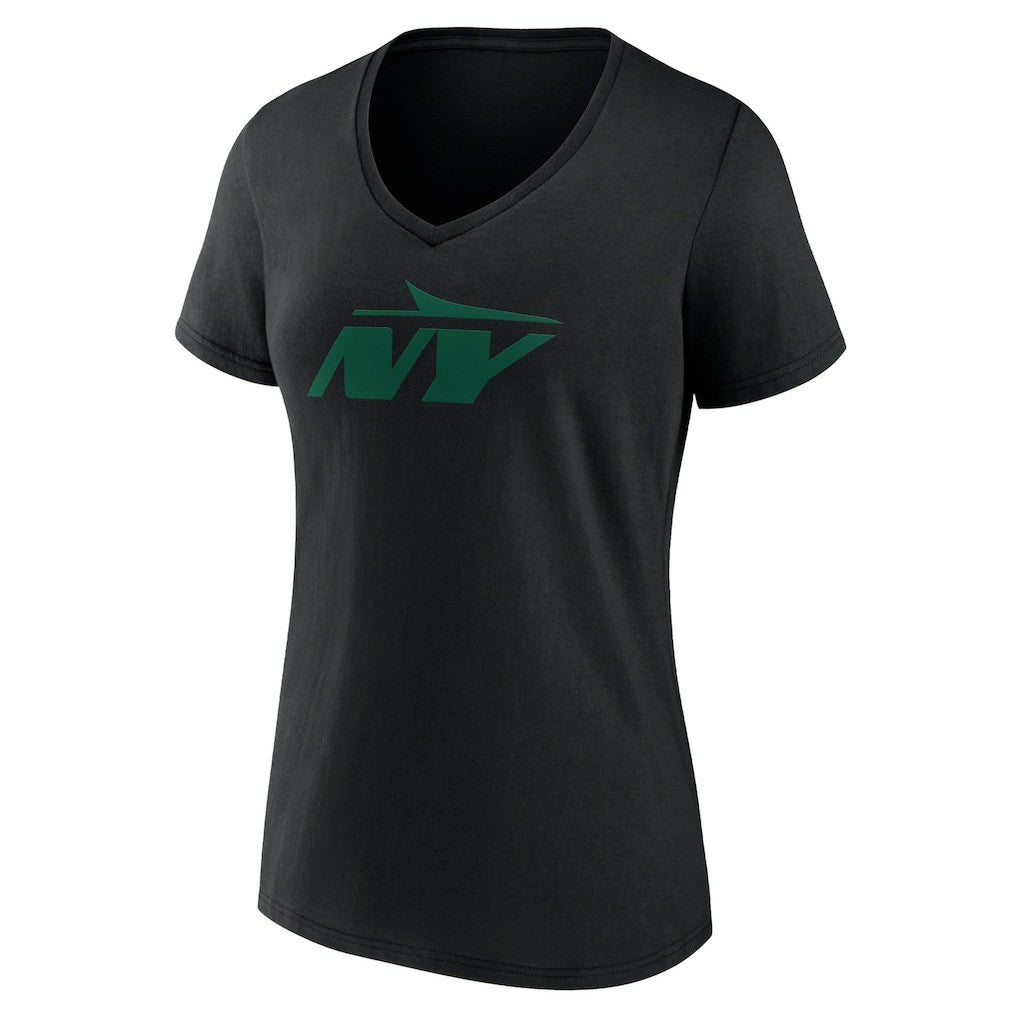 New York Jets Women's Secondary Logo V-Neck T-Shirt - Black for sale