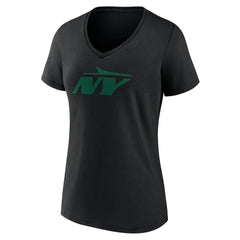 New York Jets Women's Secondary Logo V-Neck T-Shirt - Black for sale