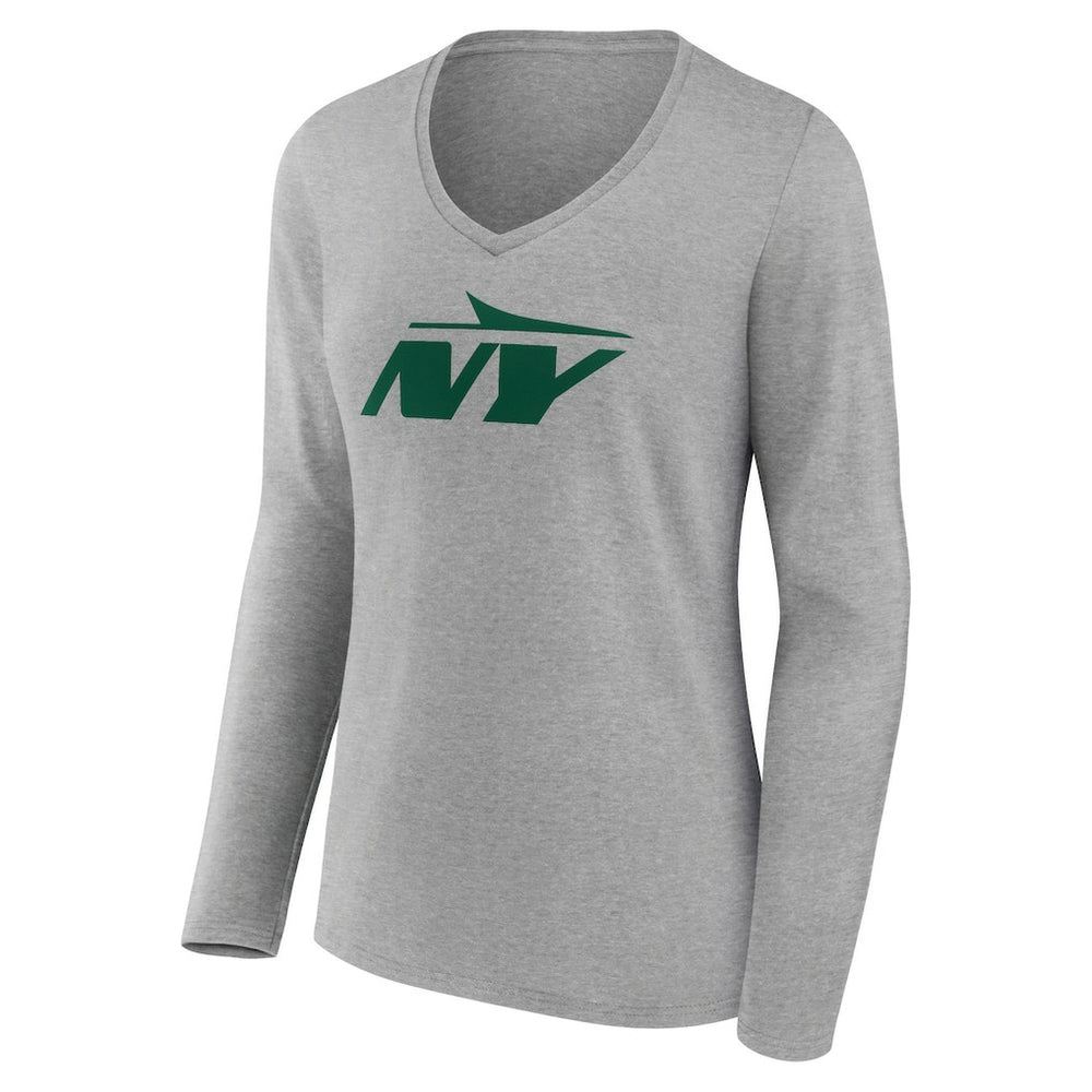 New York Jets Women's Secondary Logo Long Sleeve V-Neck T-Shirt - Gray cheap