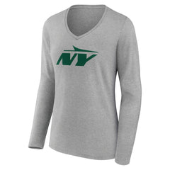 New York Jets Women's Secondary Logo Long Sleeve V-Neck T-Shirt - Gray cheap