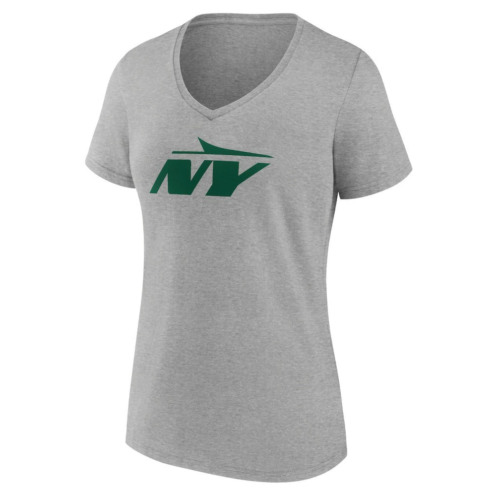 New York Jets Women's Secondary Logo V-Neck T-Shirt - Gray outlet