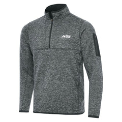 New York Jets Antigua Fortune Quarter-Zip Pullover Jacket - Heather Gray cheap