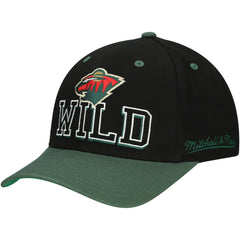 Minnesota Wild Mitchell & Ness Backside Script 2-Tone Pro Crown Adjustable Hat Black/Green