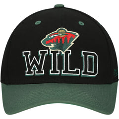 Minnesota Wild Mitchell & Ness Backside Script 2-Tone Pro Crown Adjustable Hat Black/Green