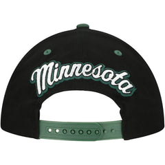 Minnesota Wild Mitchell & Ness Backside Script 2-Tone Pro Crown Adjustable Hat Black/Green