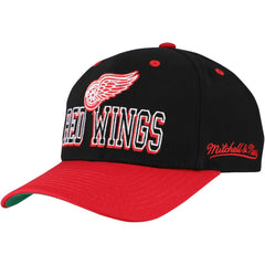 Detroit Red Wings Mitchell & Ness Backside Script Two-Tone Pro Crown Adjustable Hat Black/Red