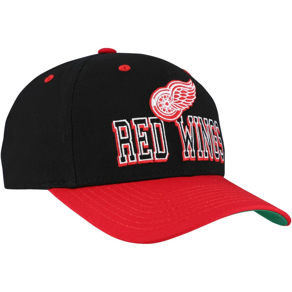 Detroit Red Wings Mitchell & Ness Backside Script Two-Tone Pro Crown Adjustable Hat Black/Red