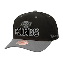 Los Angeles Kings Mitchell & Ness Backside Script Two-Tone Pro Crown Adjustable Hat Black/Silver