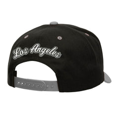 Los Angeles Kings Mitchell & Ness Backside Script Two-Tone Pro Crown Adjustable Hat Black/Silver