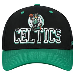 Boston Celtics Backside Script 2-Tone Pro Crown Adjustable Hat - Black/Kelly Green | Mitchell & Ness for sale