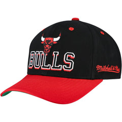 Chicago Bulls Backside Script 2-Tone Pro Crown Adjustable Hat - Black/Red | Mitchell & Ness discount