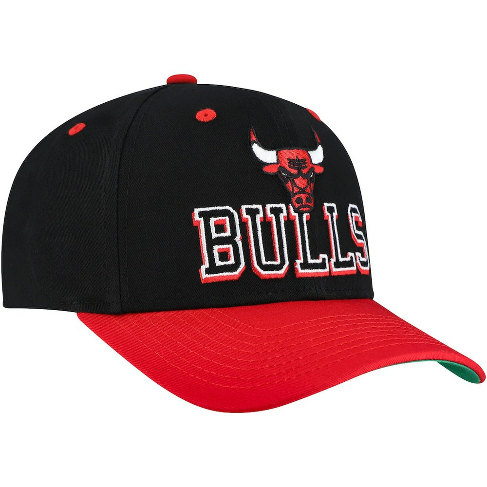 Chicago Bulls Backside Script 2-Tone Pro Crown Adjustable Hat - Black/Red | Mitchell & Ness discount