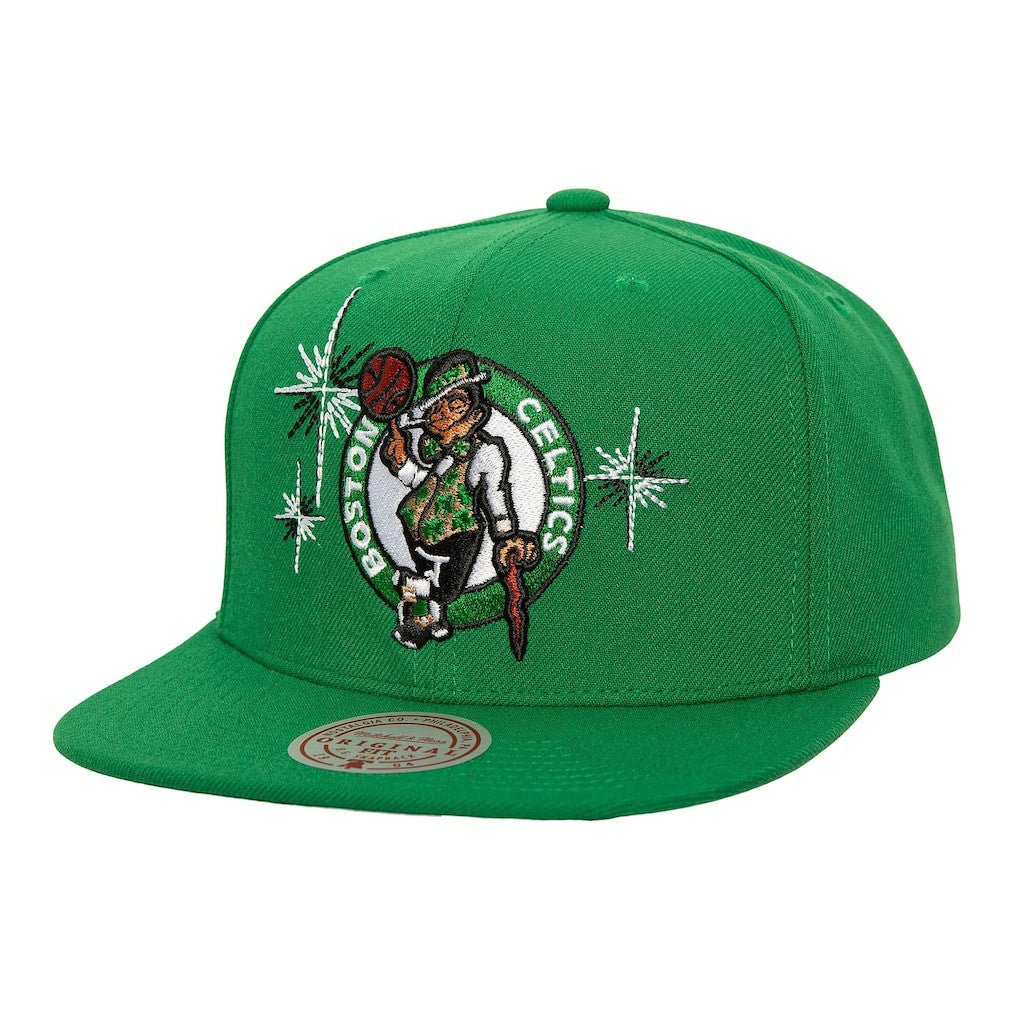 Boston Celtics Starlight Snapback Hat - Kelly Green | Mitchell & Ness for sale