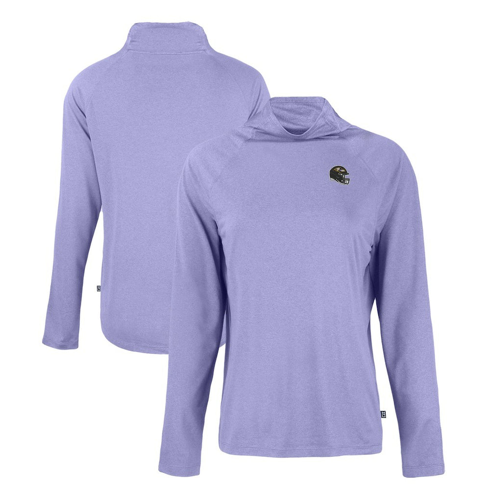 Baltimore Ravens Cutter & Buck Women's Coastline Epic Comfort Eco Recycled Funnel Neck Raglan Pullover Sweatshirt - Lavender outlet