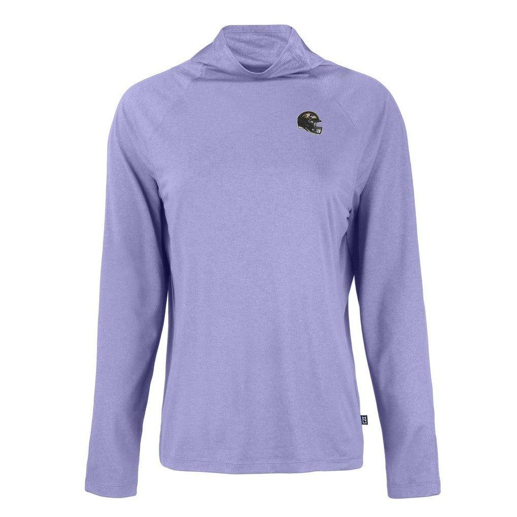 Baltimore Ravens Cutter & Buck Women's Coastline Epic Comfort Eco Recycled Funnel Neck Raglan Pullover Sweatshirt - Lavender outlet