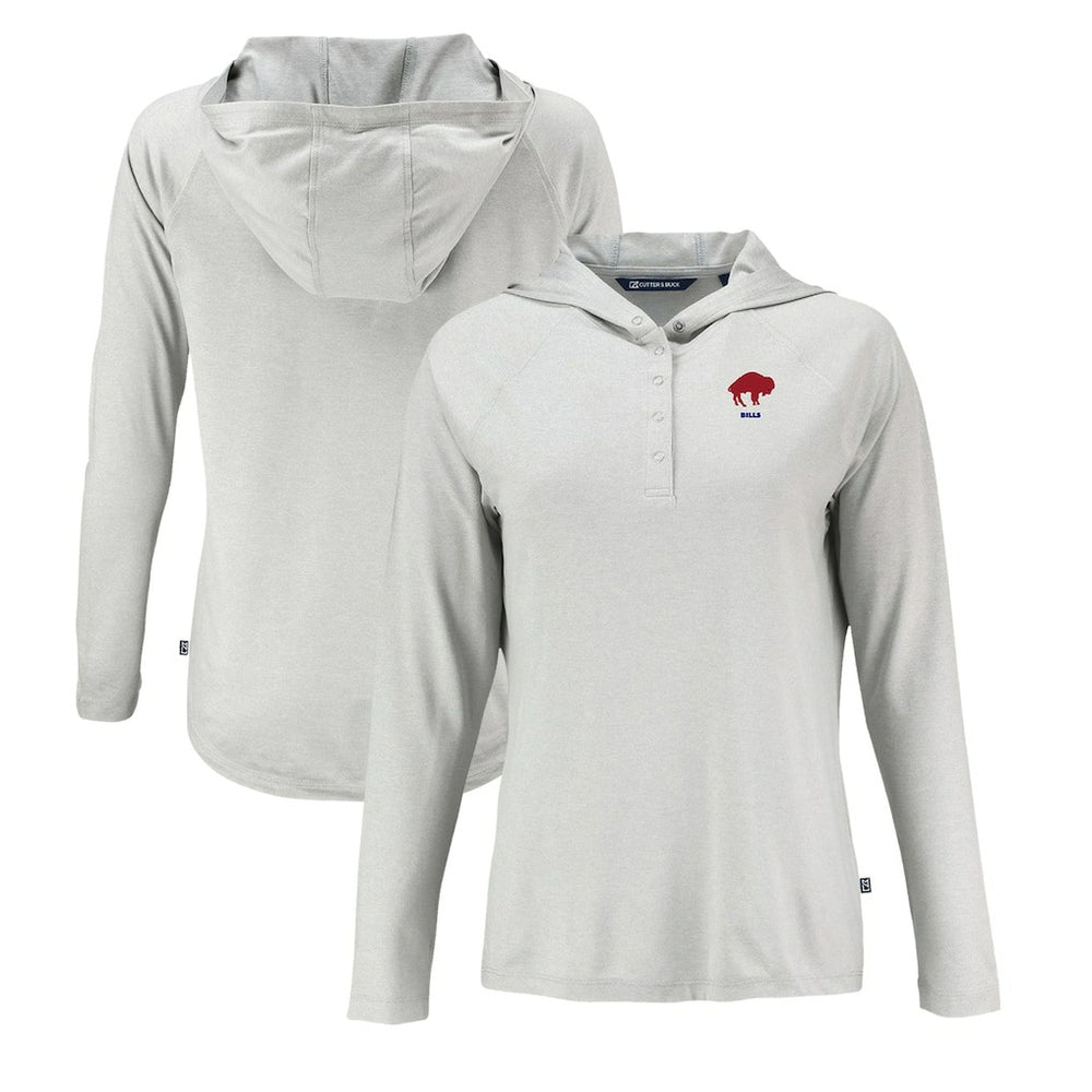 Buffalo Bills Cutter & Buck Women's Historic Coastline Epic Comfort Eco Recycled Raglan Pullover Hoodie - Gray sale