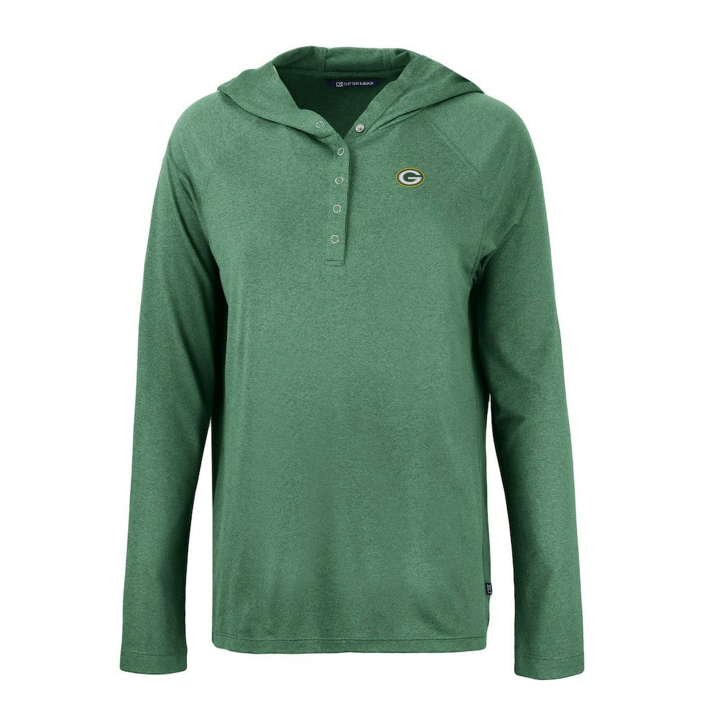 Green Bay Packers Cutter & Buck Women's Coastline Epic Comfort Eco Recycled Raglan Pullover Hoodie - Hunter Green discount