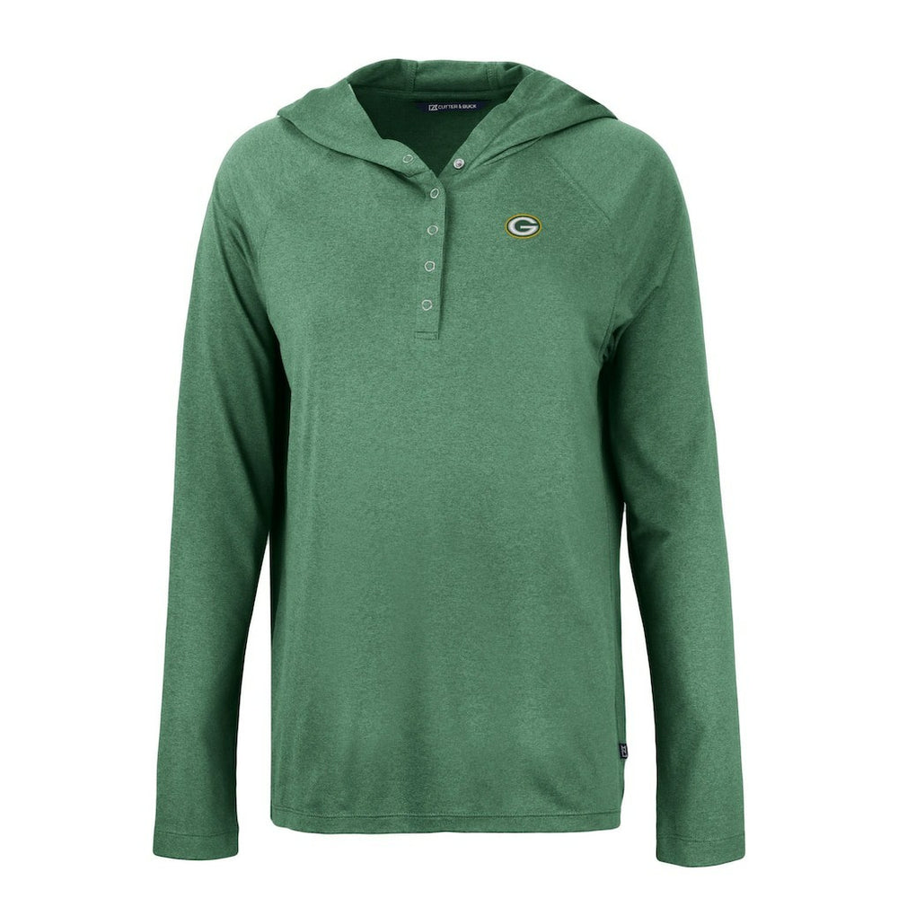 Green Bay Packers Cutter & Buck Women's Coastline Epic Comfort Eco Recycled Raglan Pullover Hoodie - Hunter Green discount