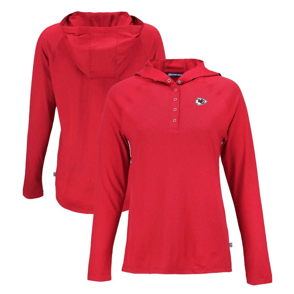 Kansas City Chiefs Cutter & Buck Women's Coastline Epic Comfort Eco Recycled Raglan Pullover Hoodie - Red discount