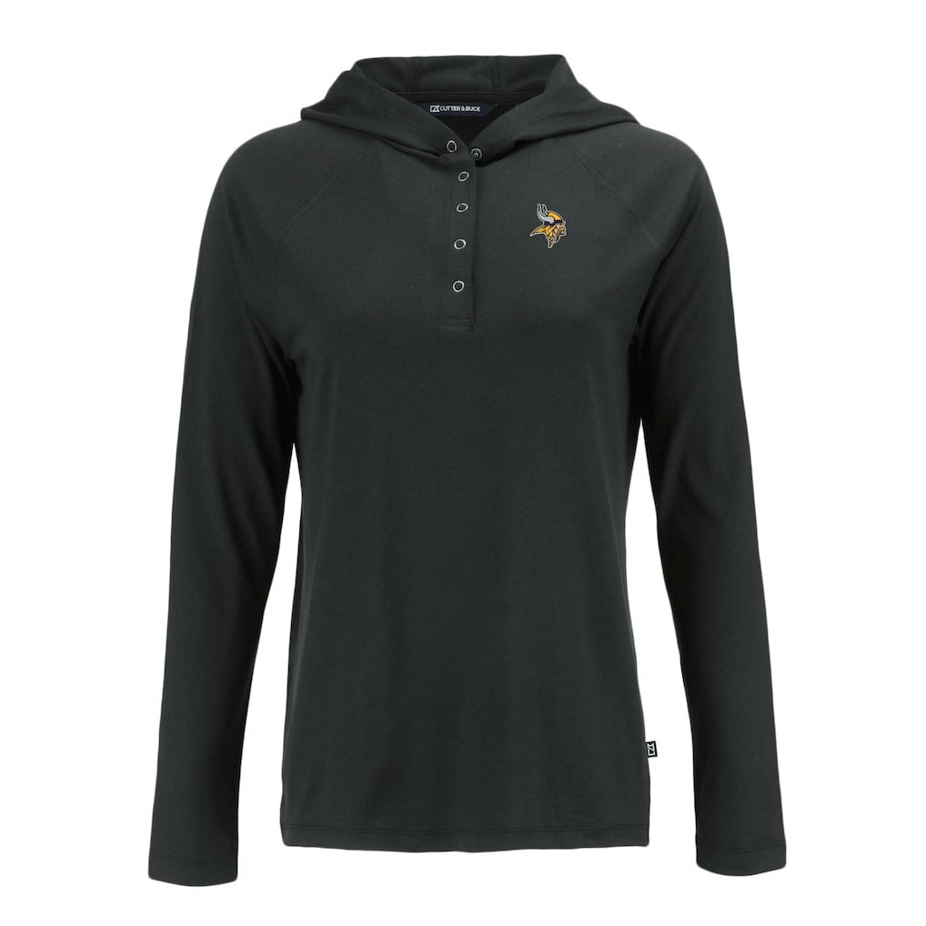 Minnesota Vikings Cutter & Buck Women's Coastline Epic Comfort Eco Recycled Raglan Pullover Hoodie - Black cheap