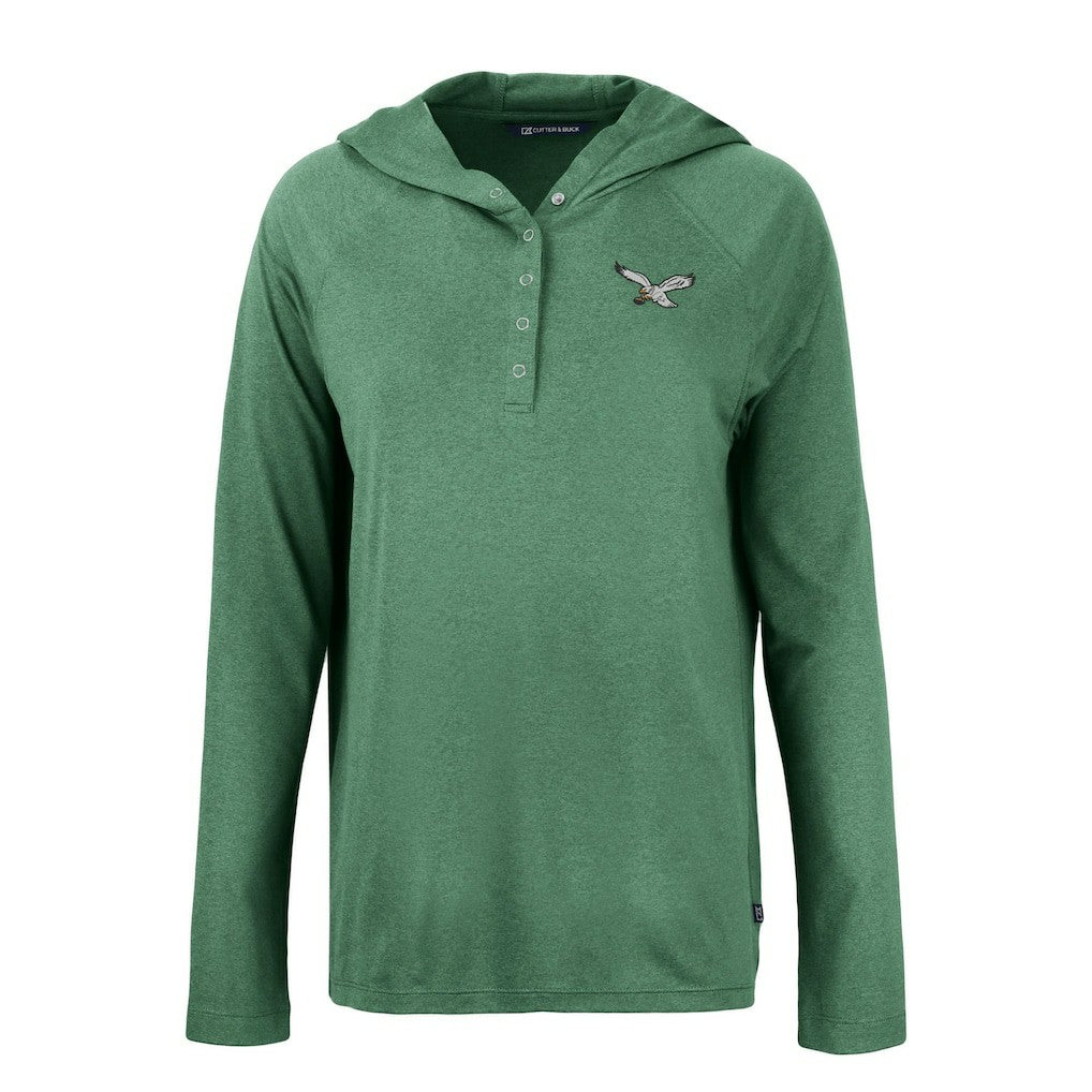 Philadelphia Eagles Cutter & Buck Women's Historic Coastline Epic Comfort Eco Recycled Raglan Pullover Hoodie - Hunter Green for sale