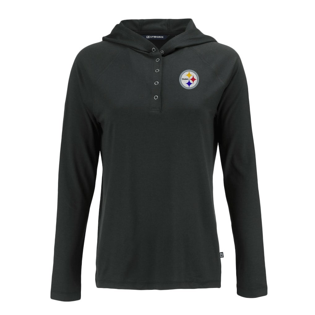 Pittsburgh Steelers Cutter & Buck Women's Coastline Epic Comfort Eco Recycled Raglan Pullover Hoodie - Black cheap