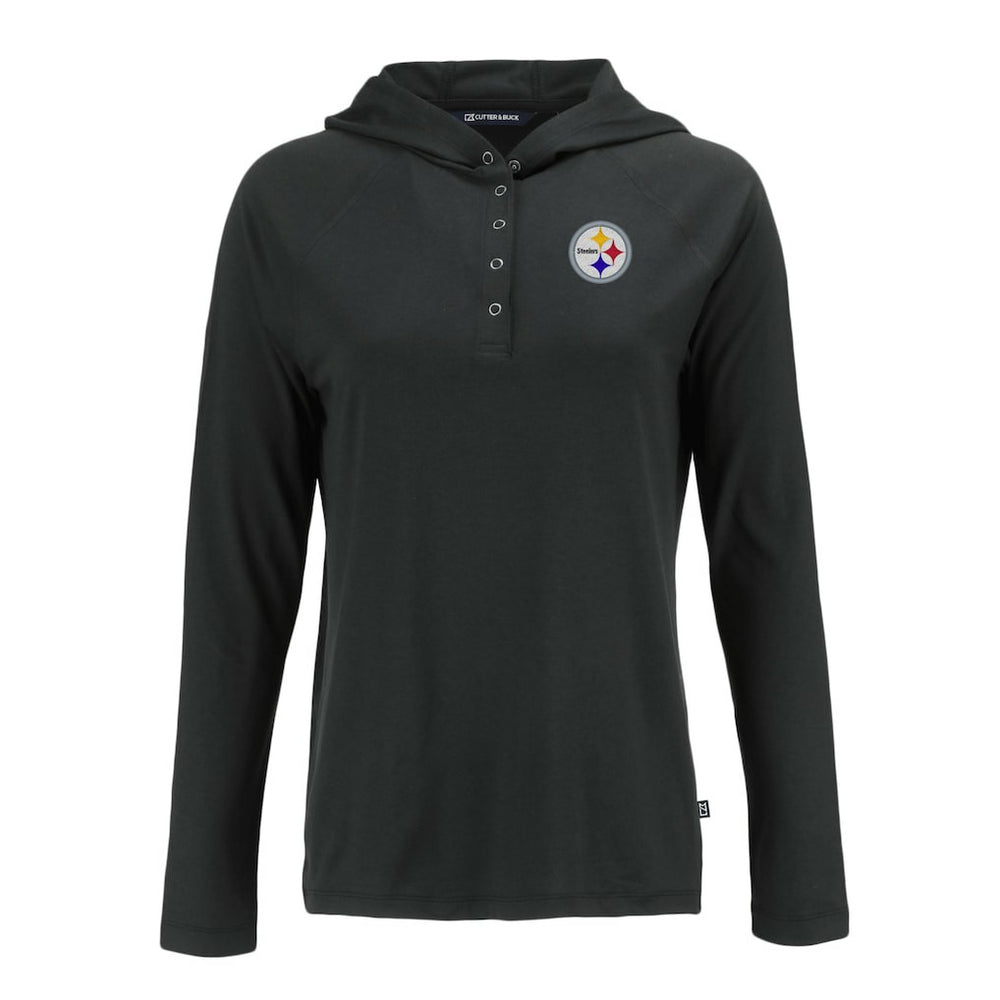 Pittsburgh Steelers Cutter & Buck Women's Coastline Epic Comfort Eco Recycled Raglan Pullover Hoodie - Black cheap