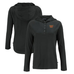 Washington Commanders Cutter & Buck Women's Coastline Epic Comfort Eco Recycled Raglan Pullover Hoodie - Black on sale