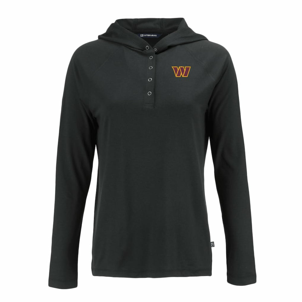 Washington Commanders Cutter & Buck Women's Coastline Epic Comfort Eco Recycled Raglan Pullover Hoodie - Black on sale
