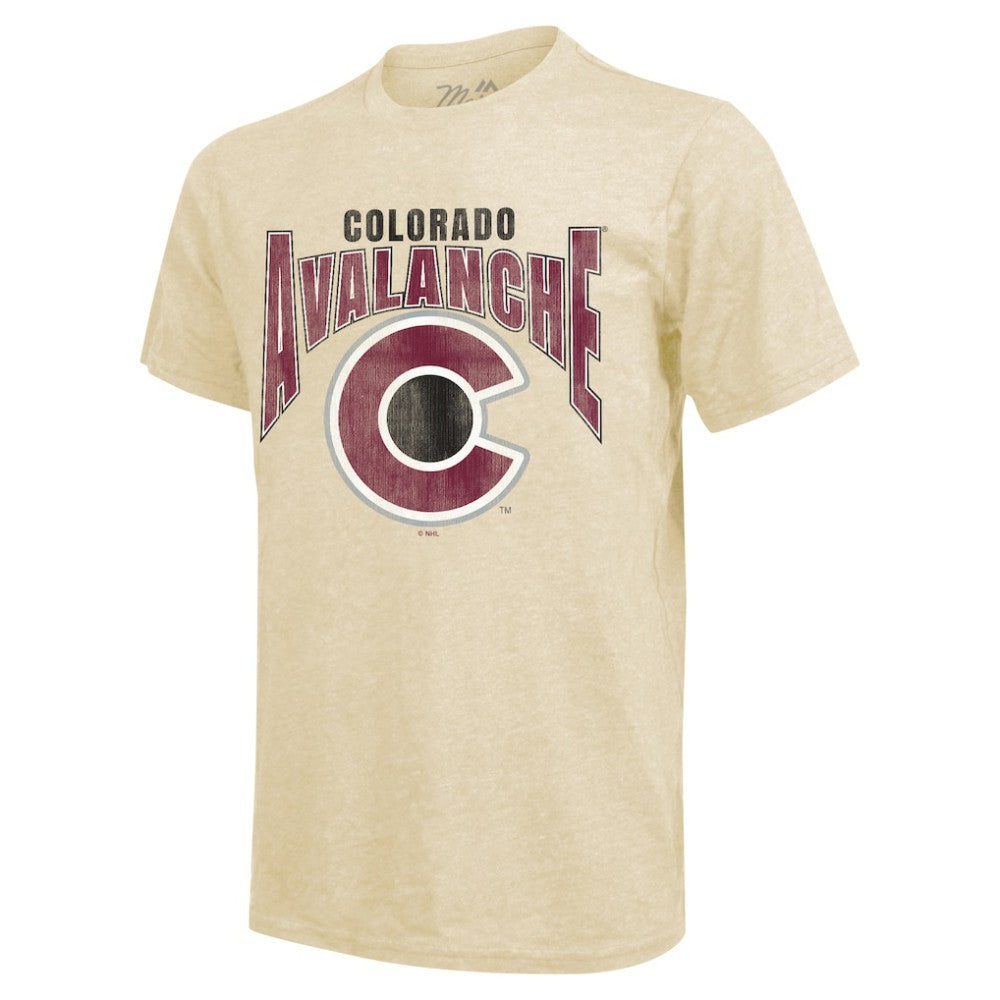 Nathan MacKinnon Colorado Avalanche Majestic Threads Dynasty Name & Number Tri-Blend T-Shirt Cream