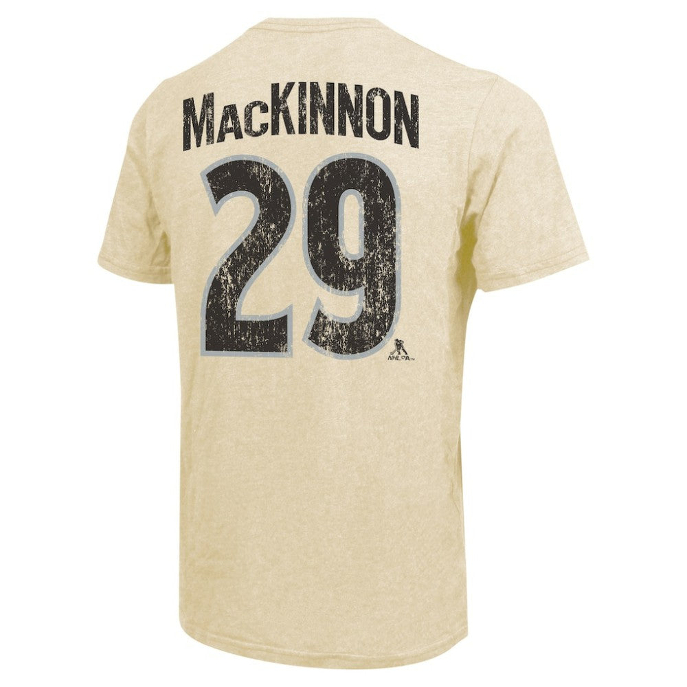 Nathan MacKinnon Colorado Avalanche Majestic Threads Dynasty Name & Number Tri-Blend T-Shirt Cream