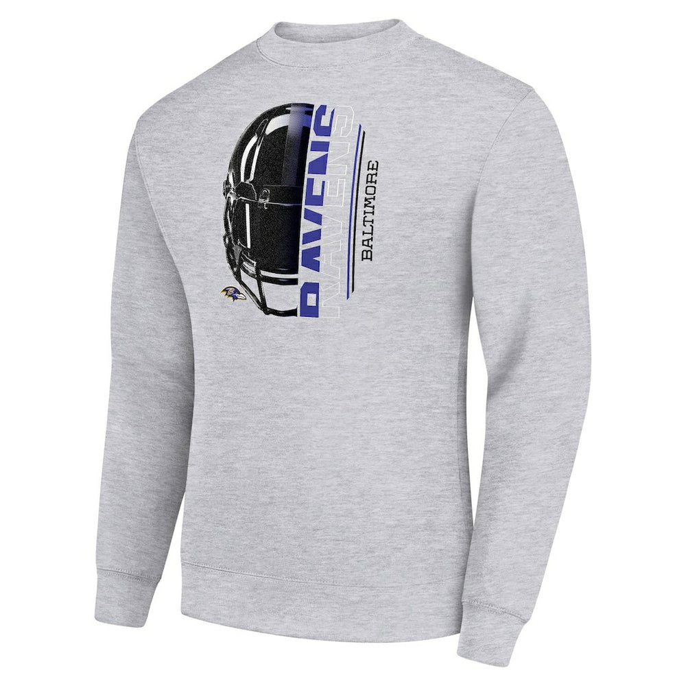 Baltimore Ravens Starter Half Helmet Team Graphic Tri-Blend Fleece Pullover Sweatshirt - Heather Gray cheap
